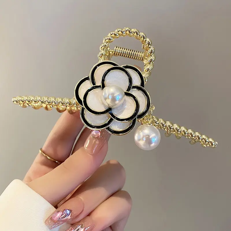 Pearl Camellia Hair Clip for Women High Grade Large - Image 2