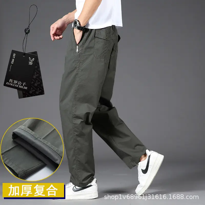 Zoruo Cotton Thickened Composite Pants Grey Men - Image 8