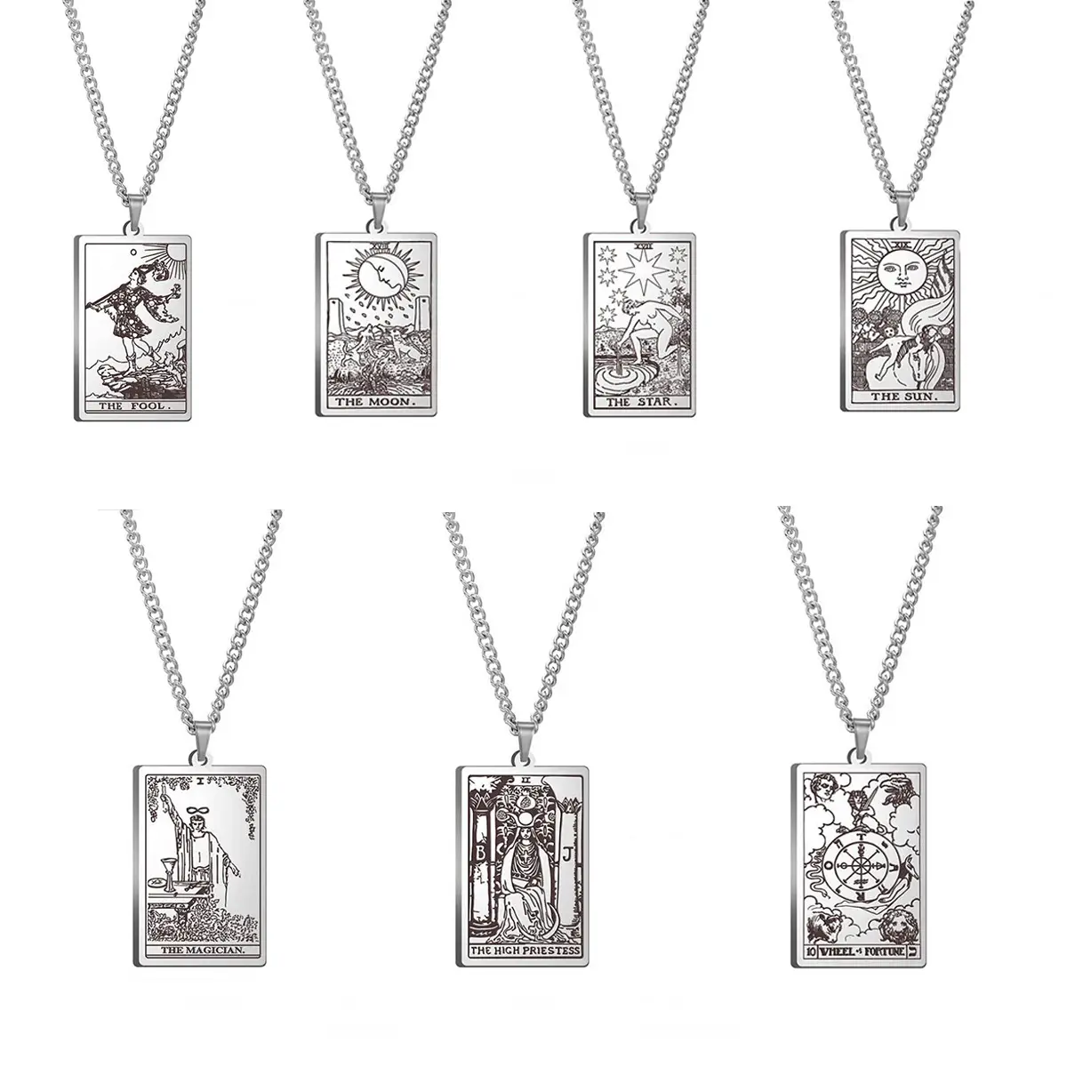 Stainless Steel Tarot Necklace for Men Women