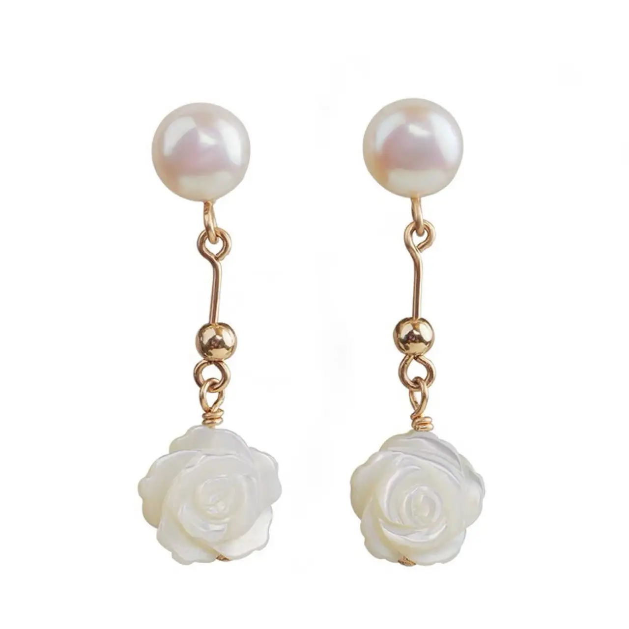 White Butterfly Shell Pearl Earrings for Women Elegant Commuter Set - Image 5