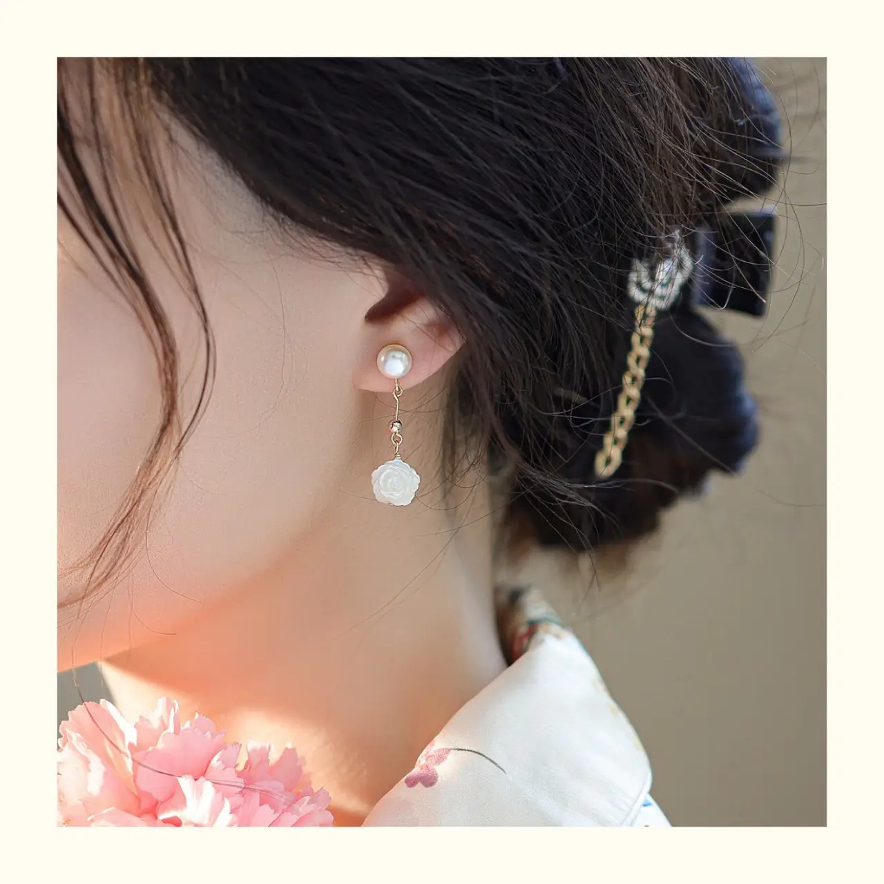 White Butterfly Shell Pearl Earrings for Women Elegant Commuter Set — feature 6