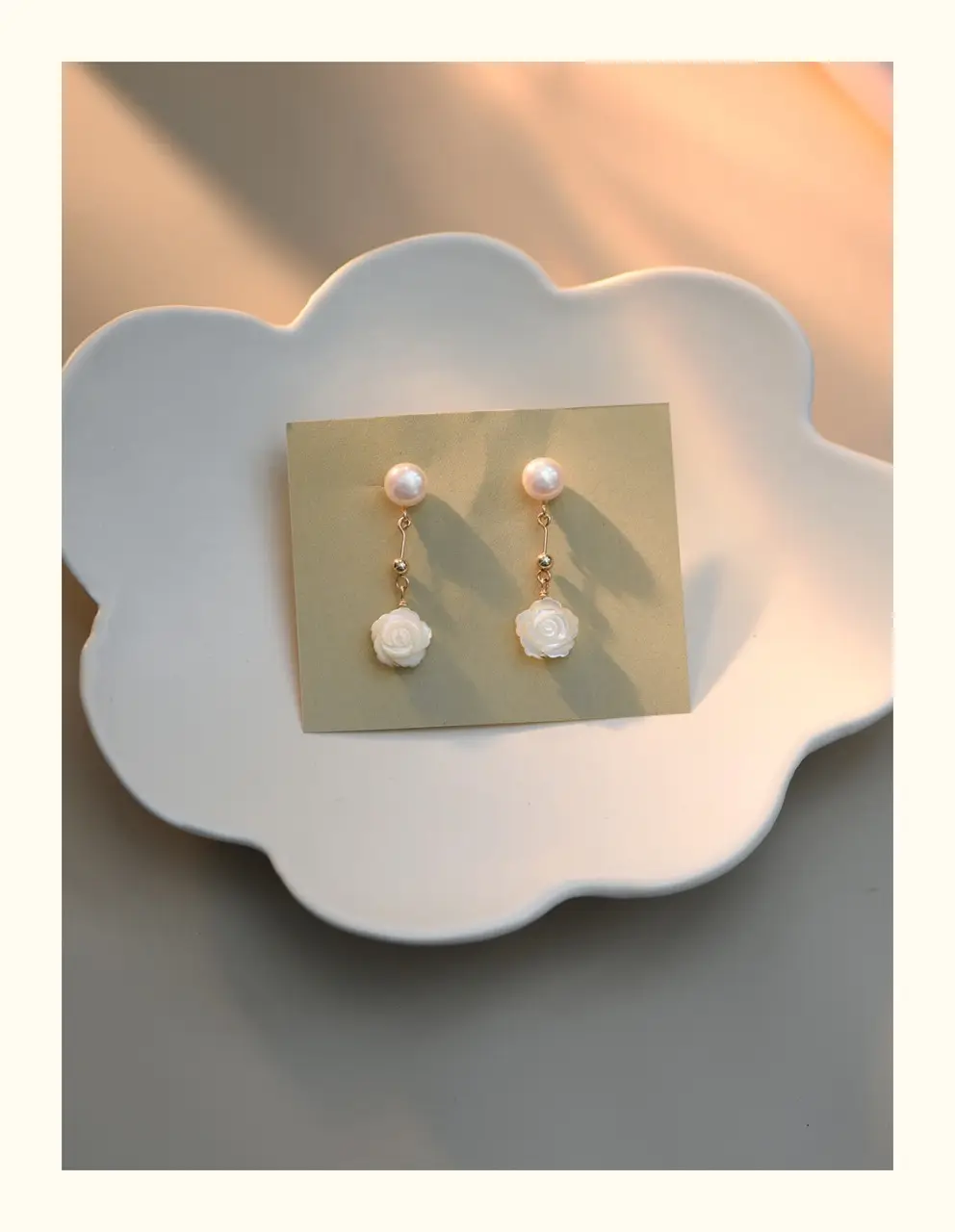 White Butterfly Shell Pearl Earrings for Women Elegant Commuter Set — feature 7