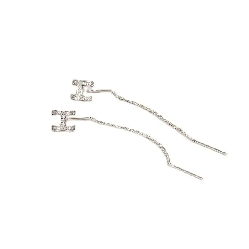 Women's Silver H-Letter Tassel Ear Hooks 2022 Fashion - Image 5