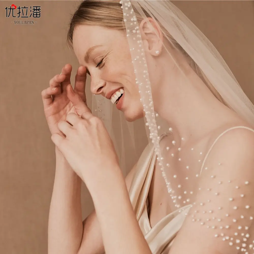 Urapan Beaded Veil Bridal Wedding Headpiece - Image 4