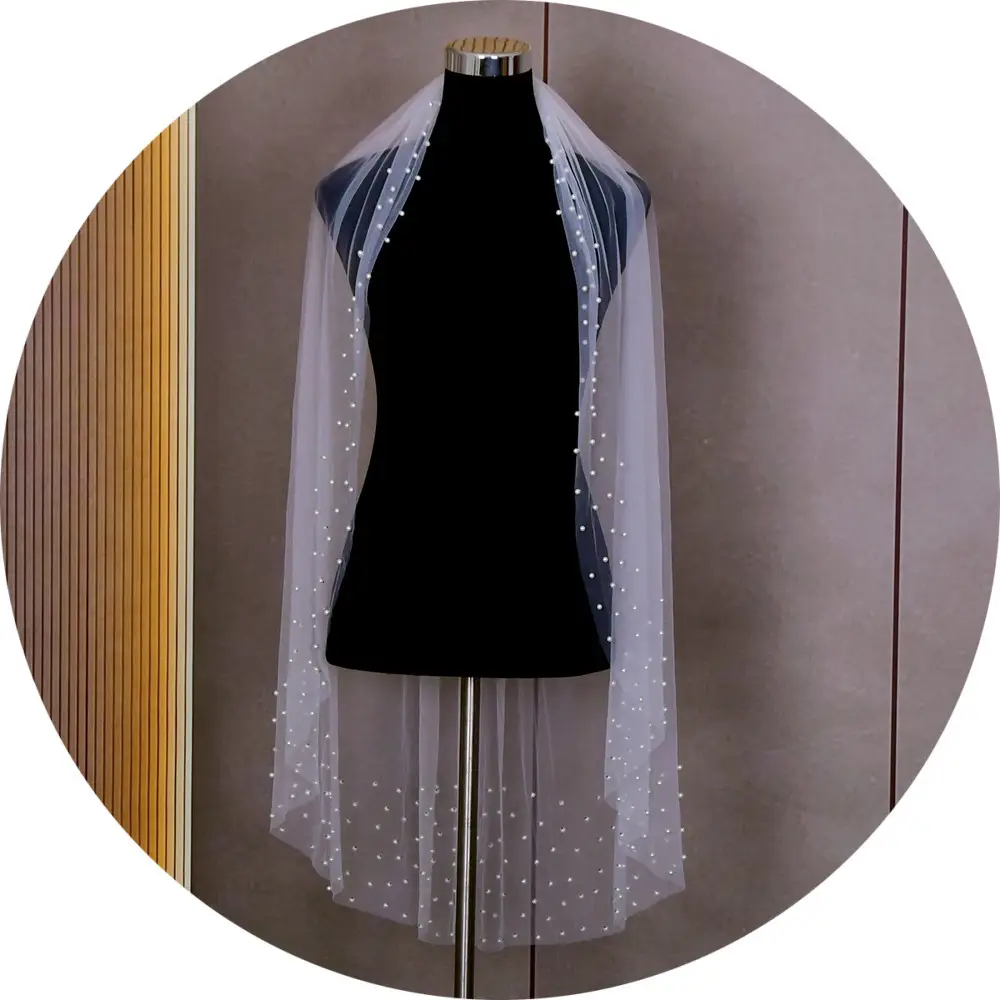 Urapan Beaded Veil Bridal Wedding Headpiece - Image 7
