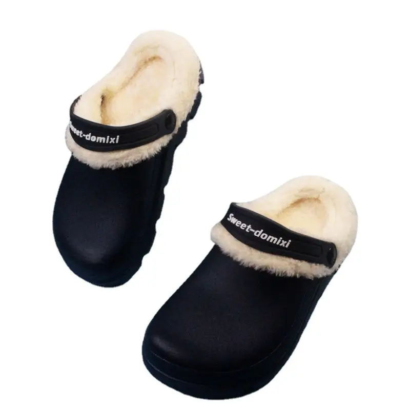 Black Fluffy Slippers for Winter Home Wear - Image 11