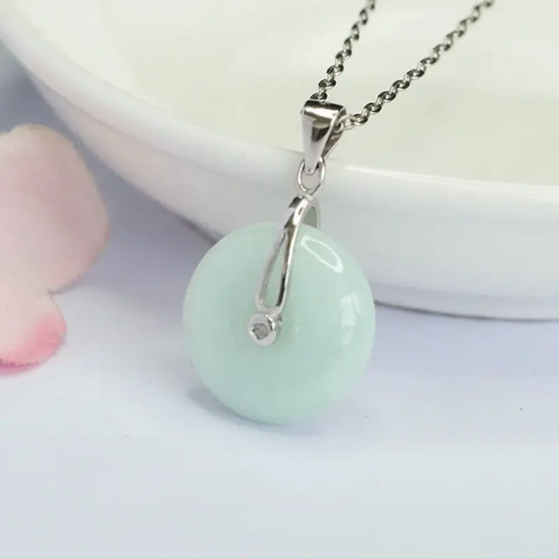 S925 Silver Inlaid Jade Peace Buckle Pendant
