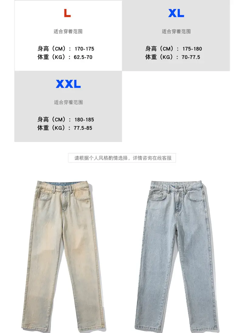 Men Washed Vintage Blue Straight Leg Jeans — feature 12