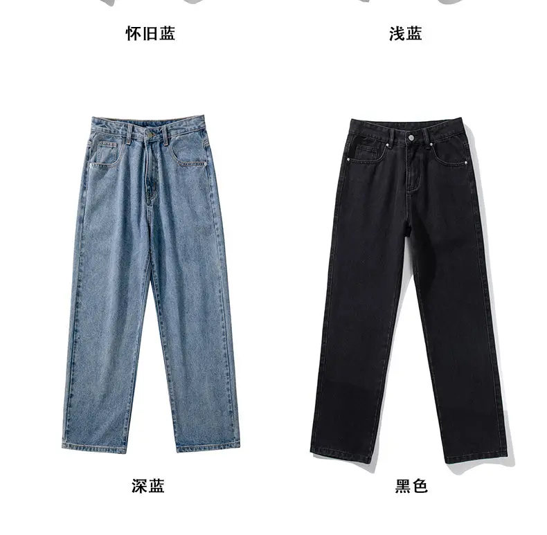 Men Washed Vintage Blue Straight Leg Jeans — feature 13