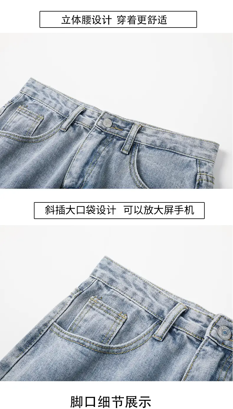 Men Washed Vintage Blue Straight Leg Jeans — feature 14