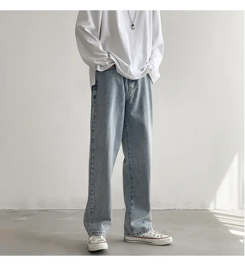 Men Washed Vintage Blue Straight Leg Jeans — feature 16
