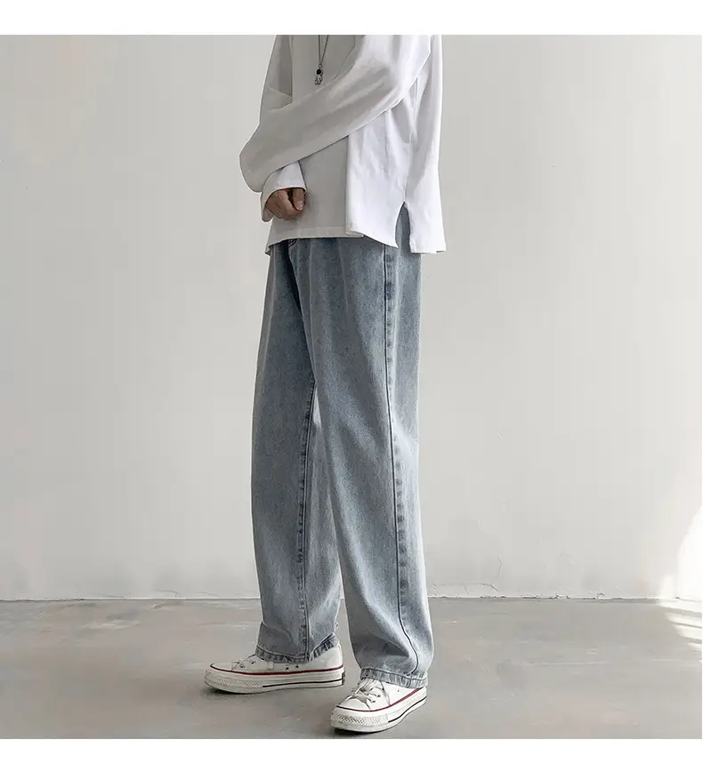 Men Washed Vintage Blue Straight Leg Jeans — feature 17