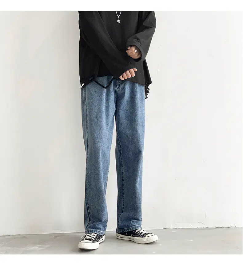 Men Washed Vintage Blue Straight Leg Jeans — feature 18