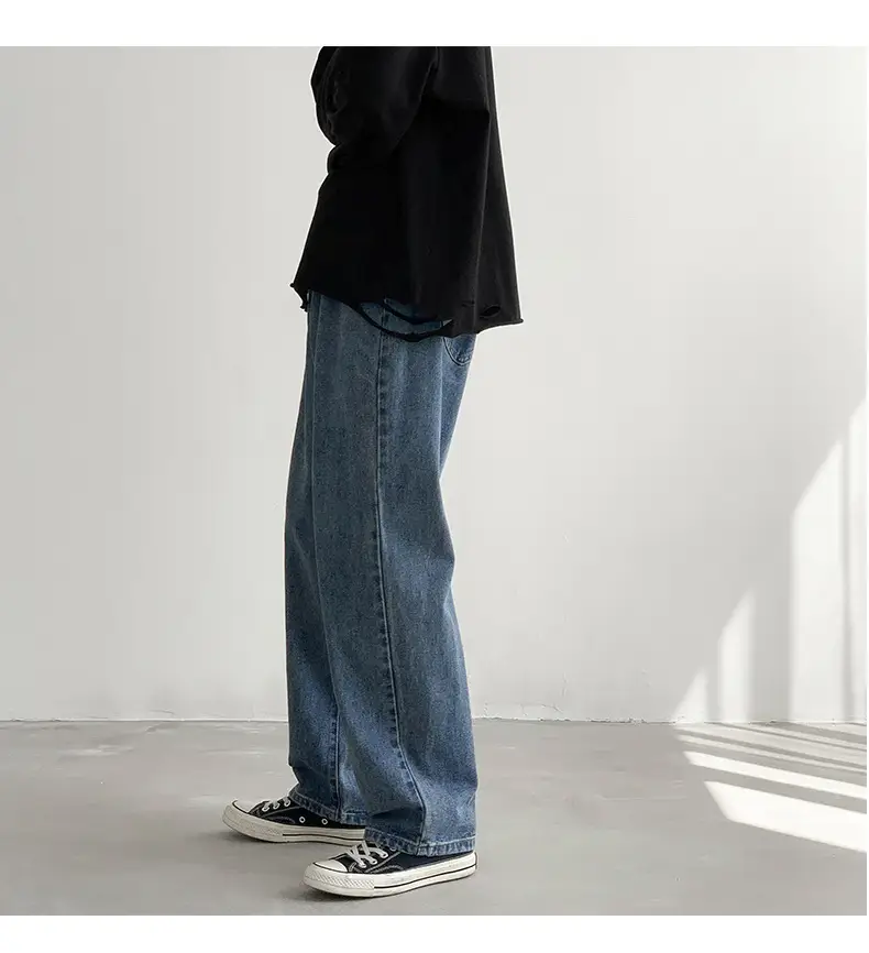 Men Washed Vintage Blue Straight Leg Jeans — feature 19