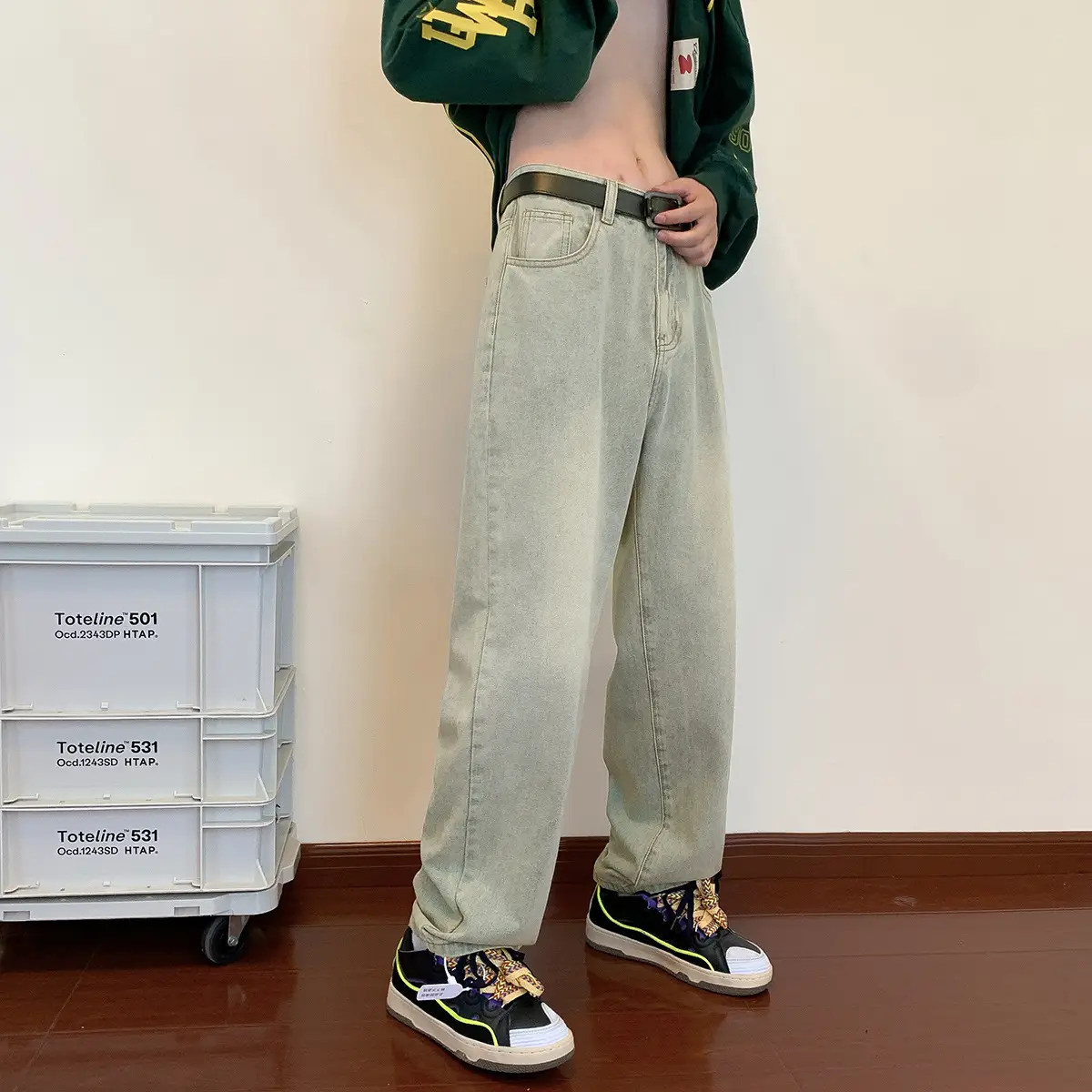 Men Washed Vintage Blue Straight Leg Jeans — feature 23