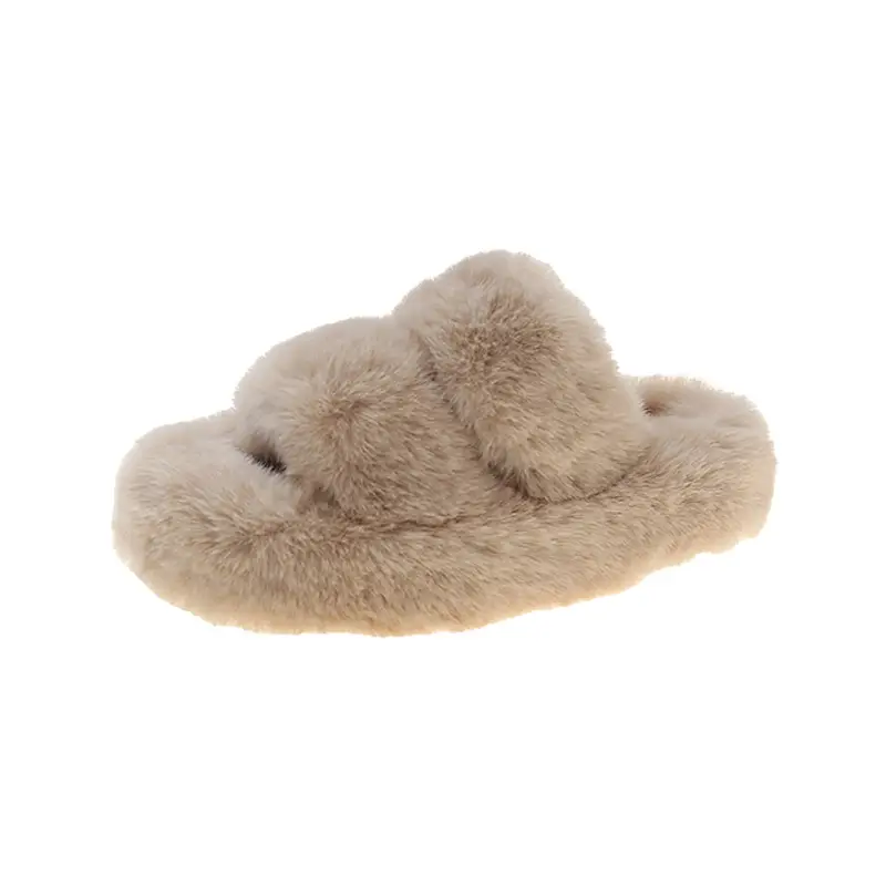 Internet Popular Fluffy Slippers Women's Candy Color Autumn and Winter Indoor Wear Warm Fluffy Cotton Slippers for Home and Exterior