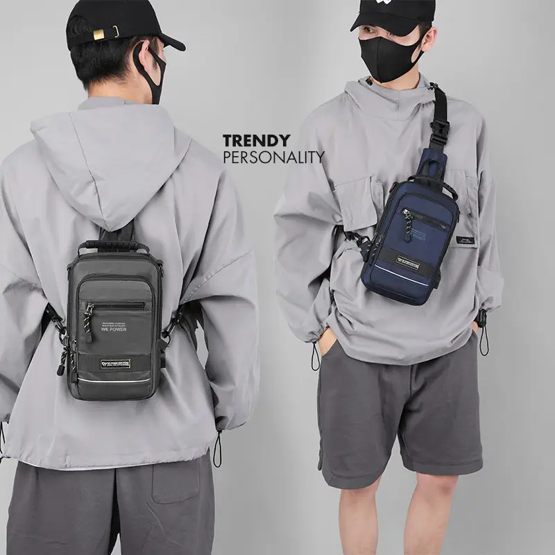 Men's Blue Crossbody Bag with Backpack Design