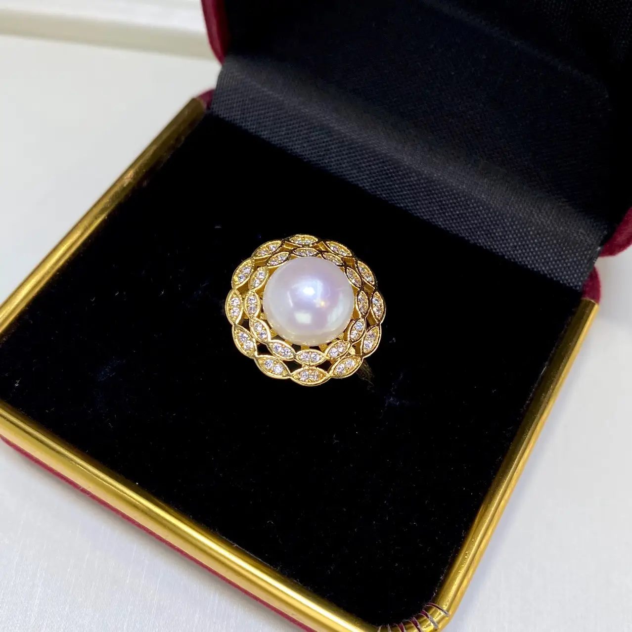 11mm Pink Pearl Rings for Women 18K Gold Injection — feature 11