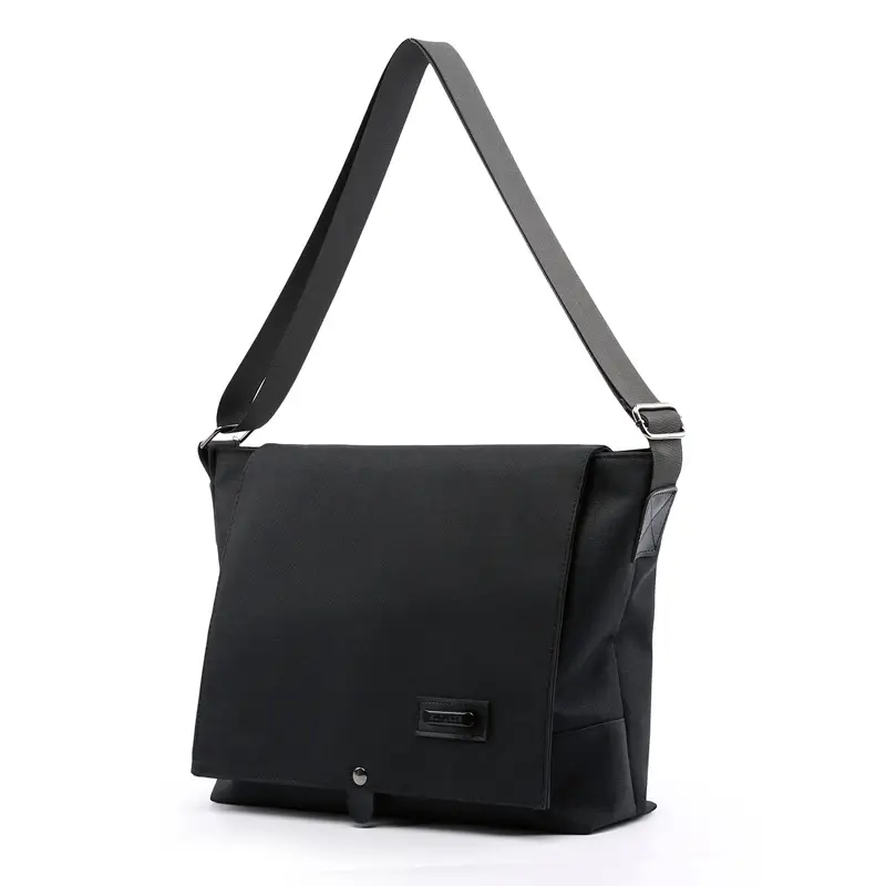 Men's Black Water-Repellent Oxford Crossbody Bag
