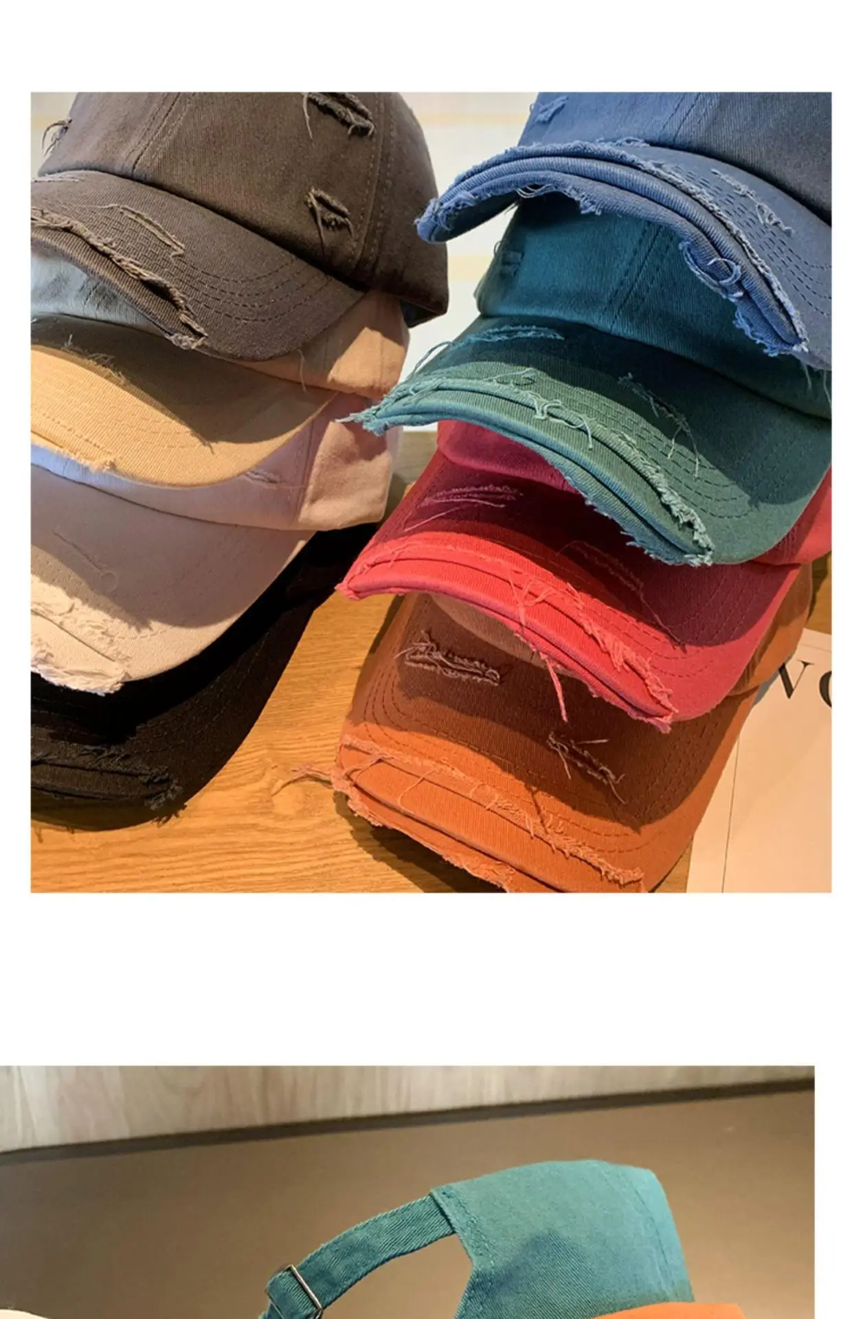 Distressed Baseball Cap Women Ripped Japanese Style All Match — feature 16