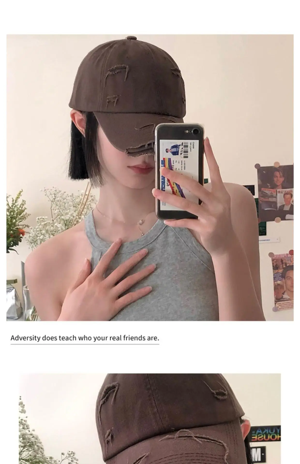Distressed Baseball Cap Women Ripped Japanese Style All Match — feature 5