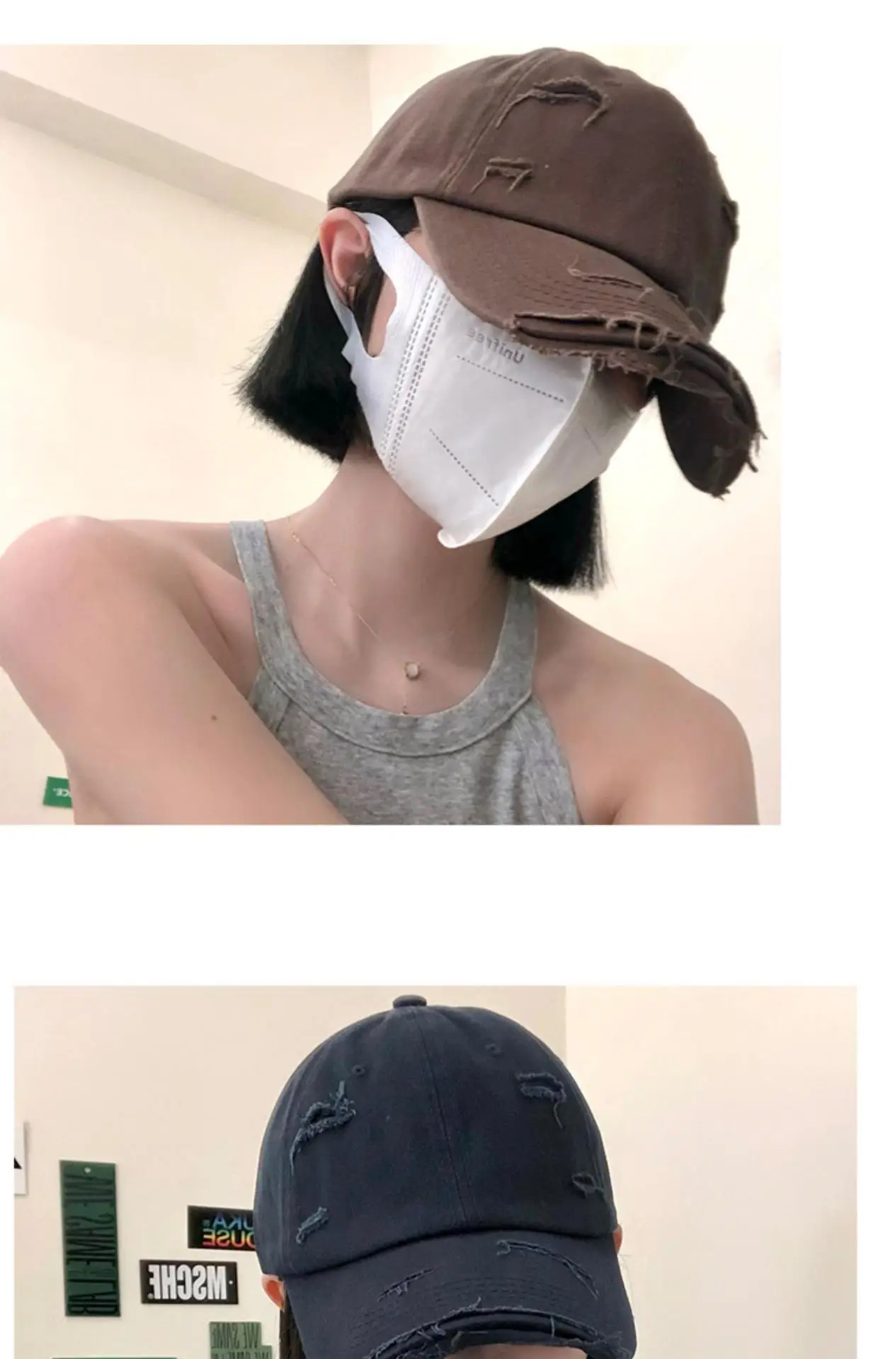 Distressed Baseball Cap Women Ripped Japanese Style All Match — feature 7