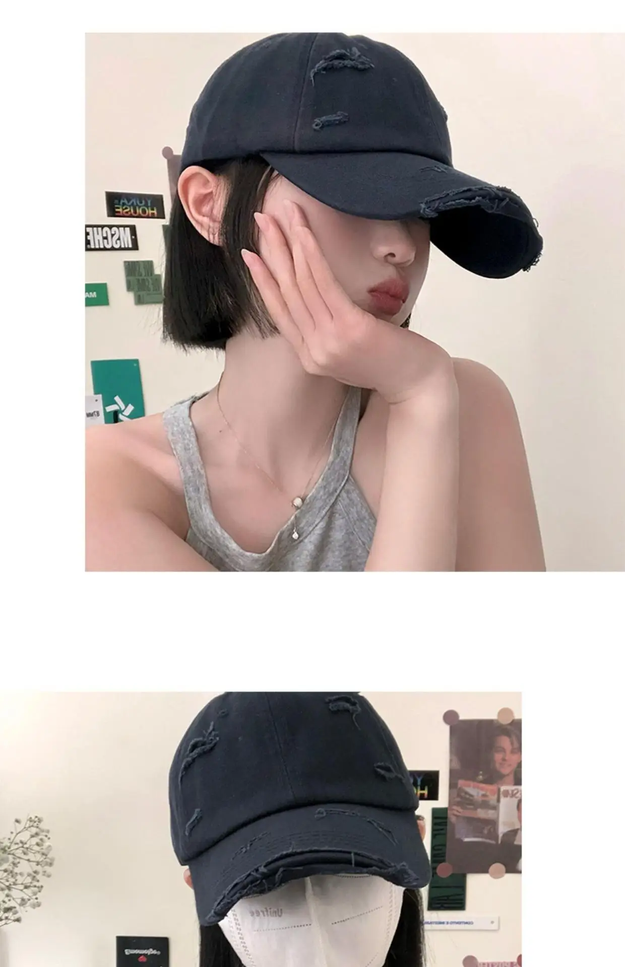 Distressed Baseball Cap Women Ripped Japanese Style All Match — feature 9