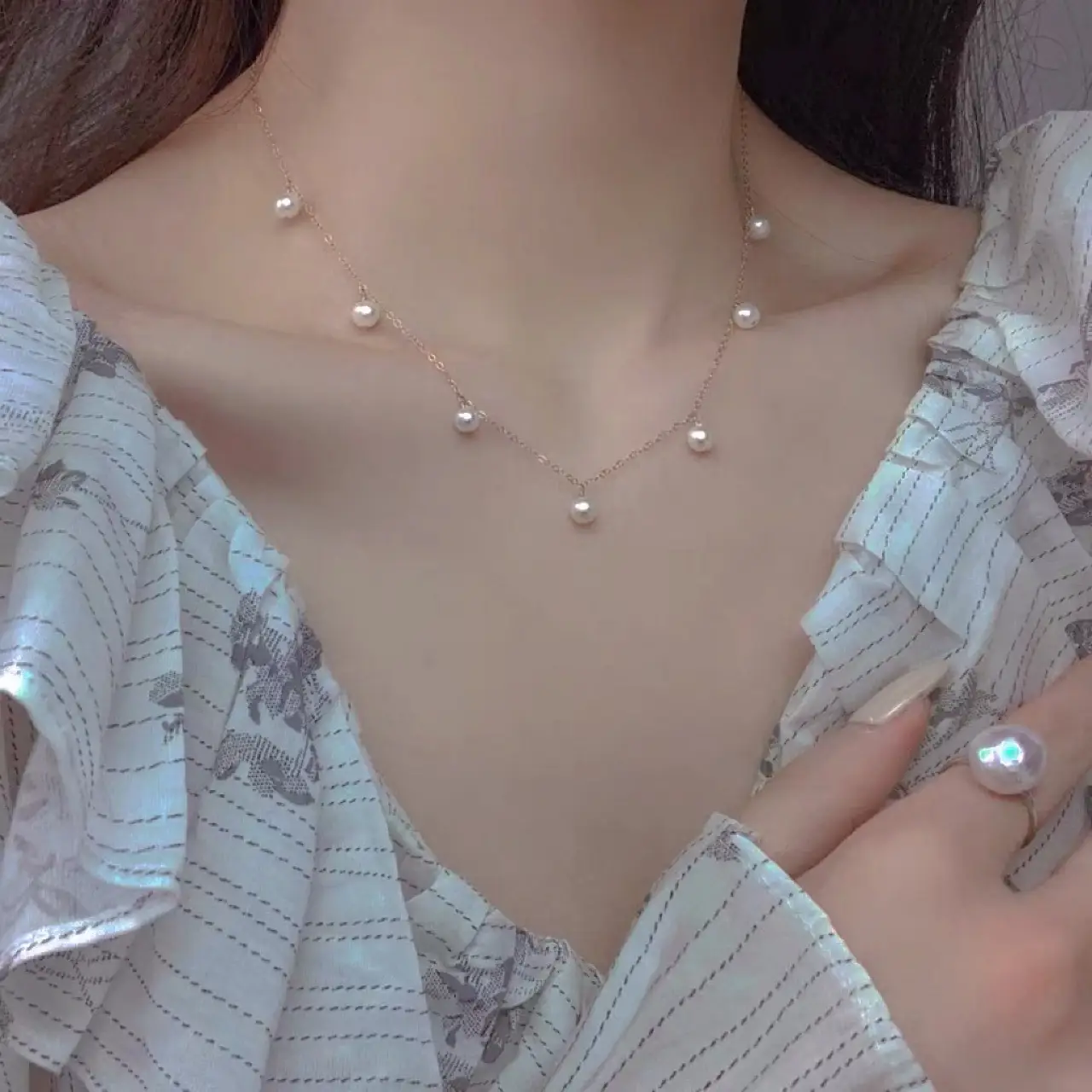Elegant Pearl Necklace with 925 Silver Plating - Image 3