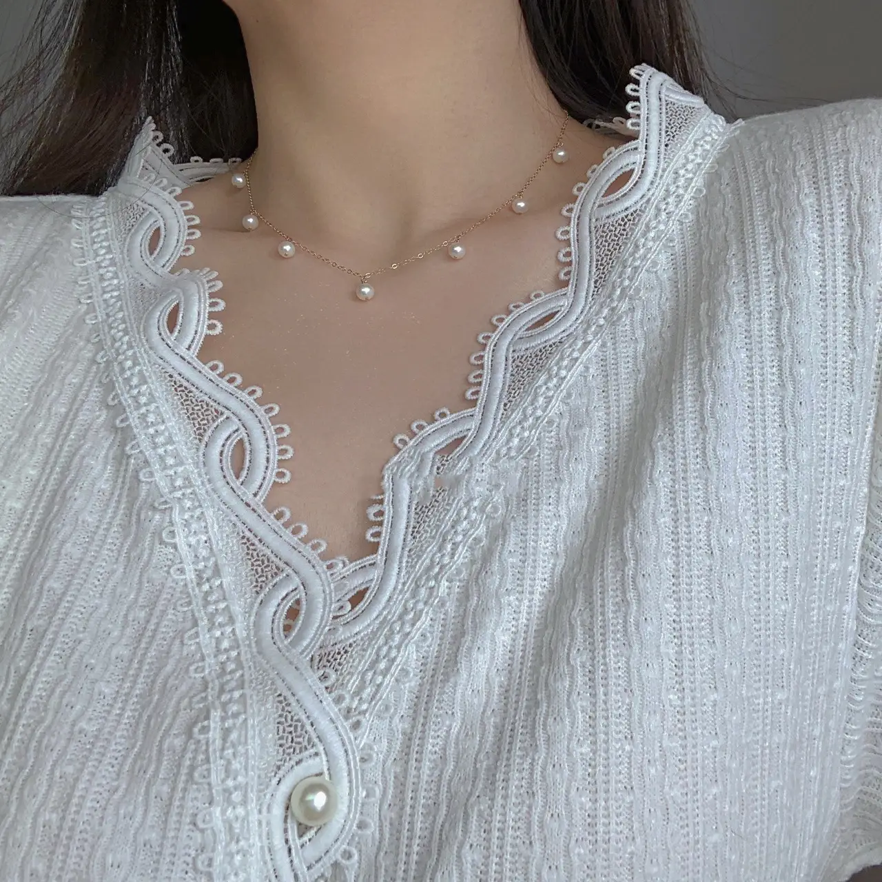 Elegant Pearl Necklace with 925 Silver Plating - Image 5