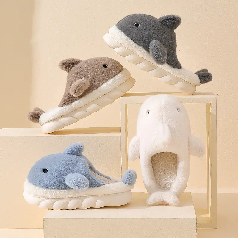 Women Cotton Slippers Blue 4CM Thick Winter Warm - Image 5