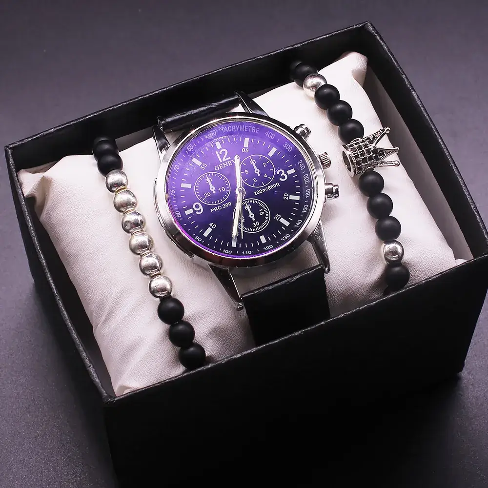 Men's Blue Light Mirror Watch with Bracelet Set - Image 2