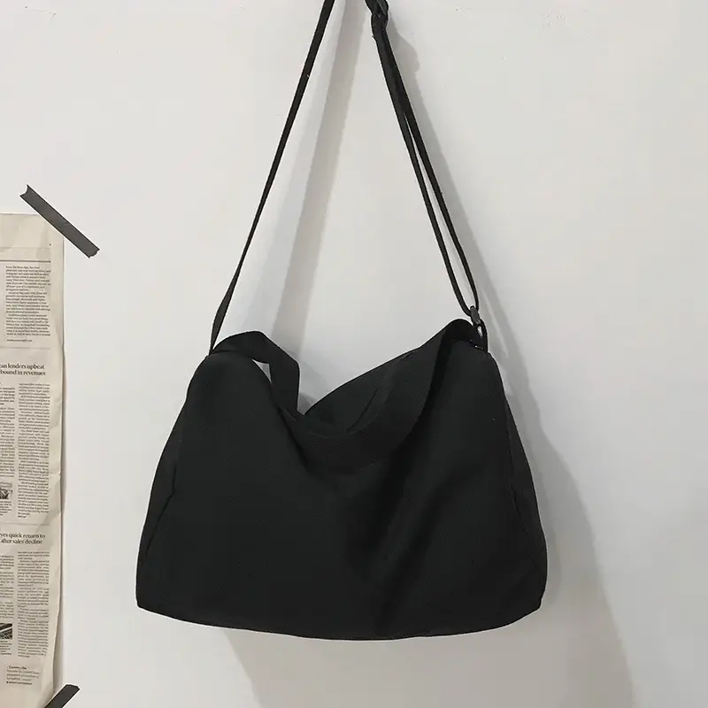 Black Canvas Crossbody Bag for Women Large Capacity - Image 2