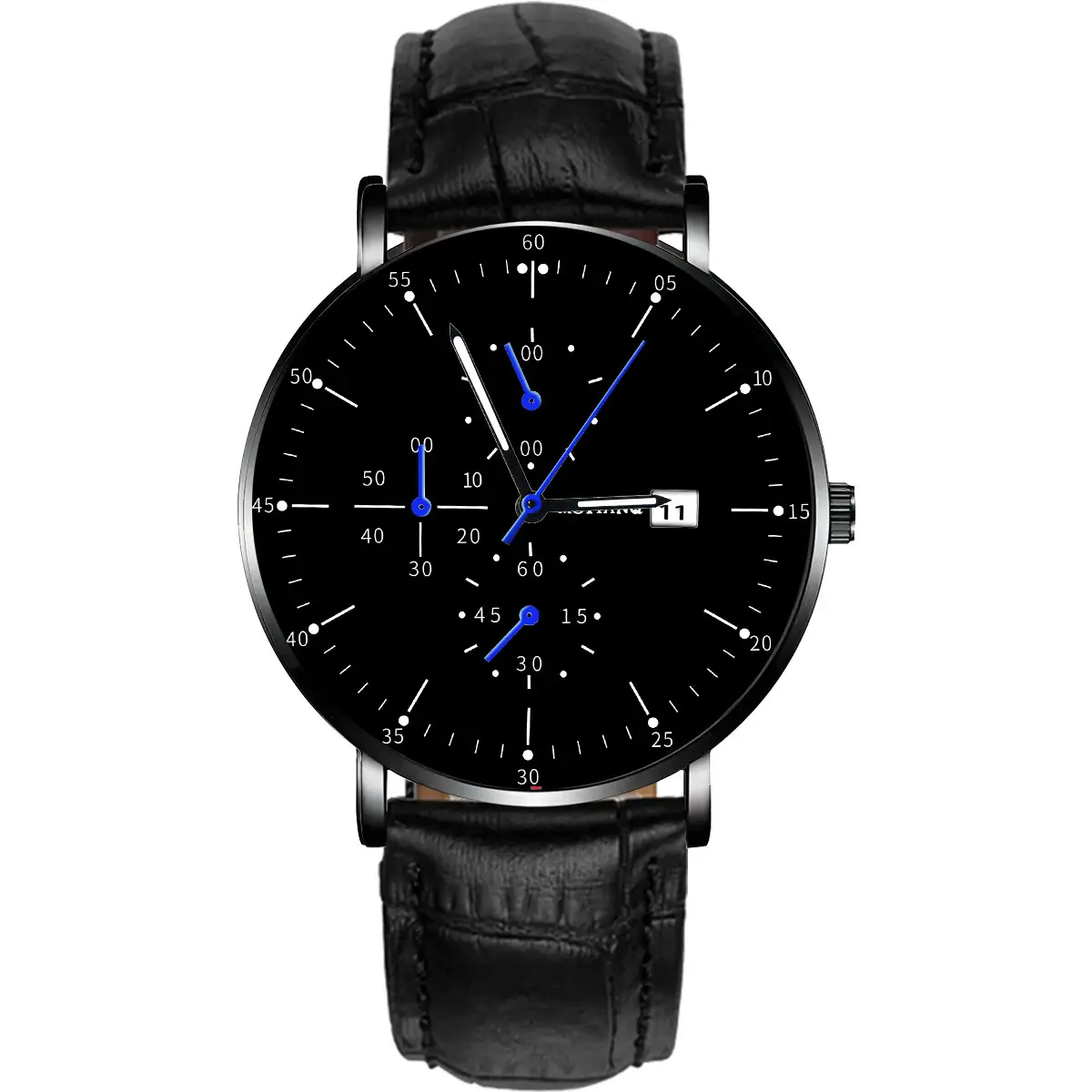 Men Black Quartz Watch with Mesh Band - Image 6