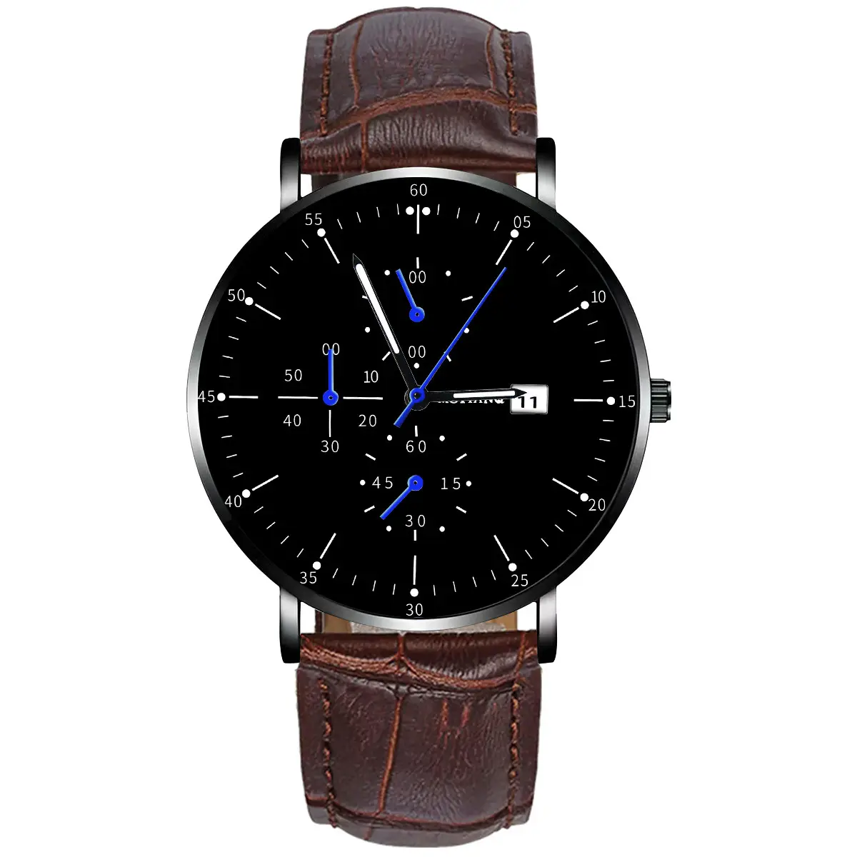Men Black Quartz Watch with Mesh Band - Image 7