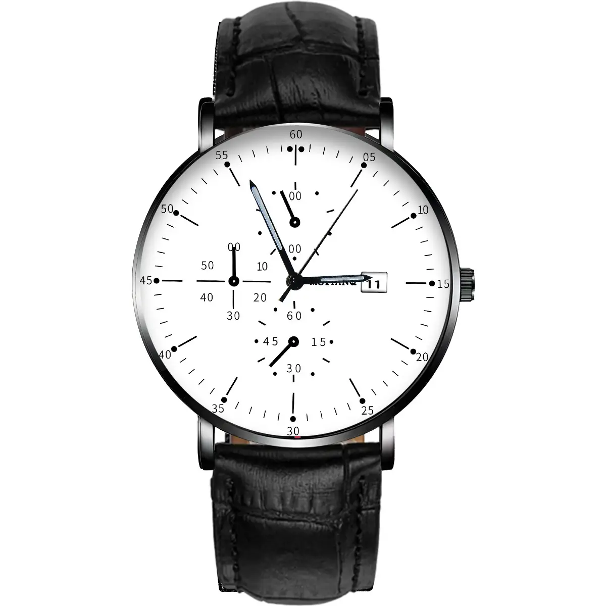 Men Black Quartz Watch with Mesh Band - Image 8