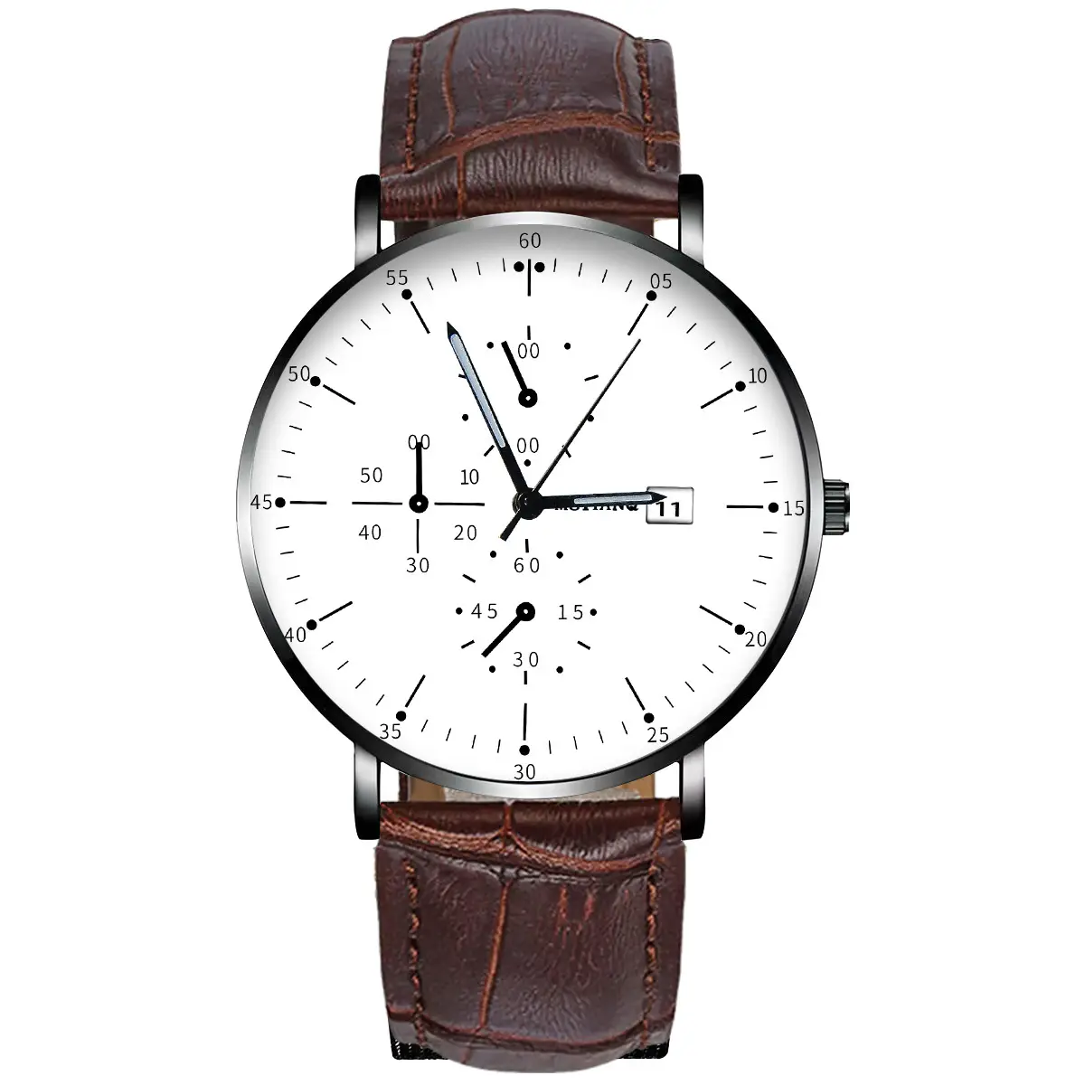 Men Black Quartz Watch with Mesh Band - Image 9
