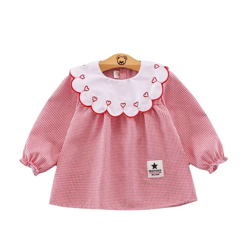 Baby Girl's Waterproof Princess Apron Set Grey Waffle