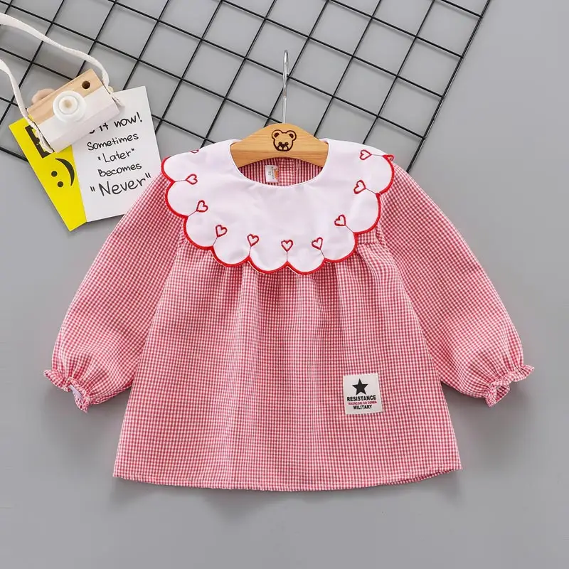 Baby Girl's Waterproof Princess Apron Set Grey Waffle