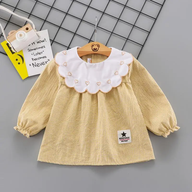 Baby Girl's Waterproof Princess Apron Set Grey Waffle