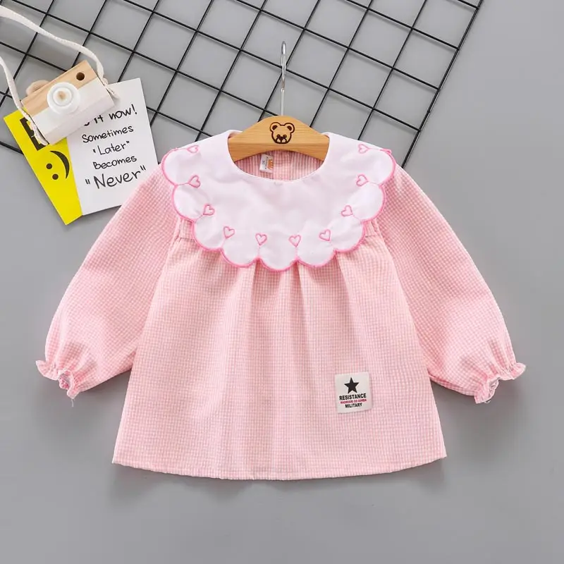 Baby Girl's Waterproof Princess Apron Set Grey Waffle