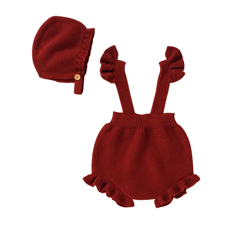 White Lace Baby Strap Romper Set with Hat - Image 9
