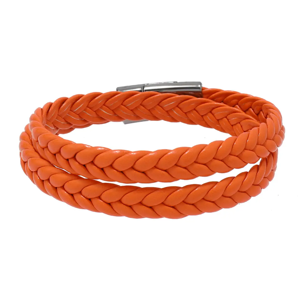 Green Braided Leather Bracelet with Magnetic Buckle - Image 10