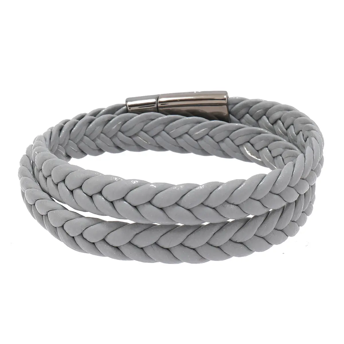 Green Braided Leather Bracelet with Magnetic Buckle - Image 9