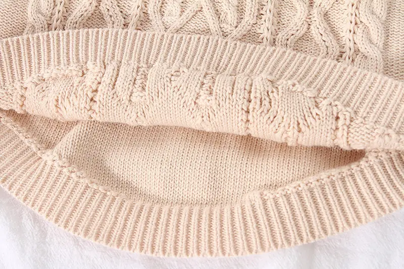 Beige Knitted Hooded Pullover for Girls — feature 11