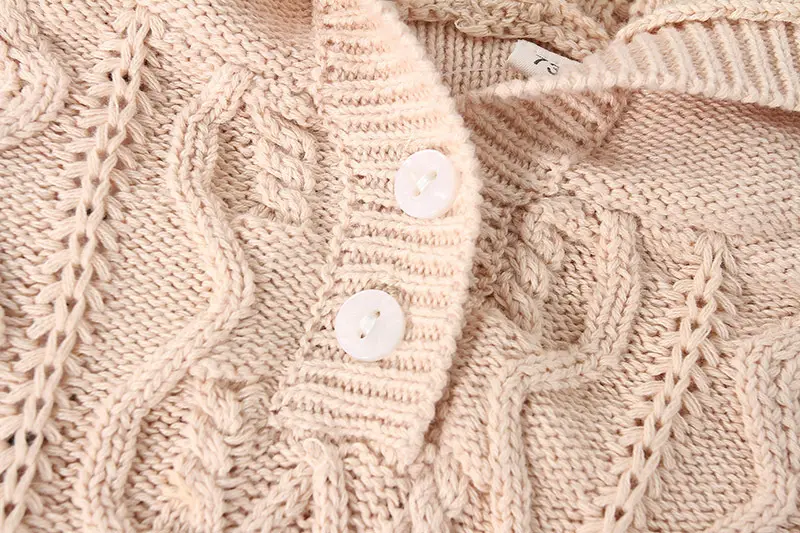 Beige Knitted Hooded Pullover for Girls — feature 8