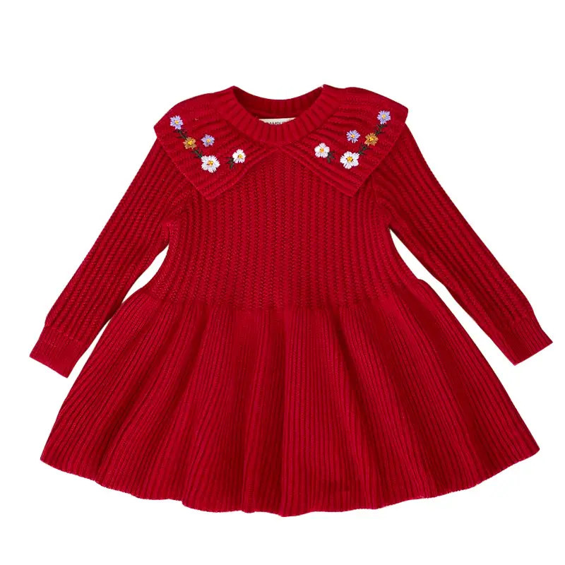 Red Knitted Baby Girl's Skirt with Embroidered Princess Design - Image 7