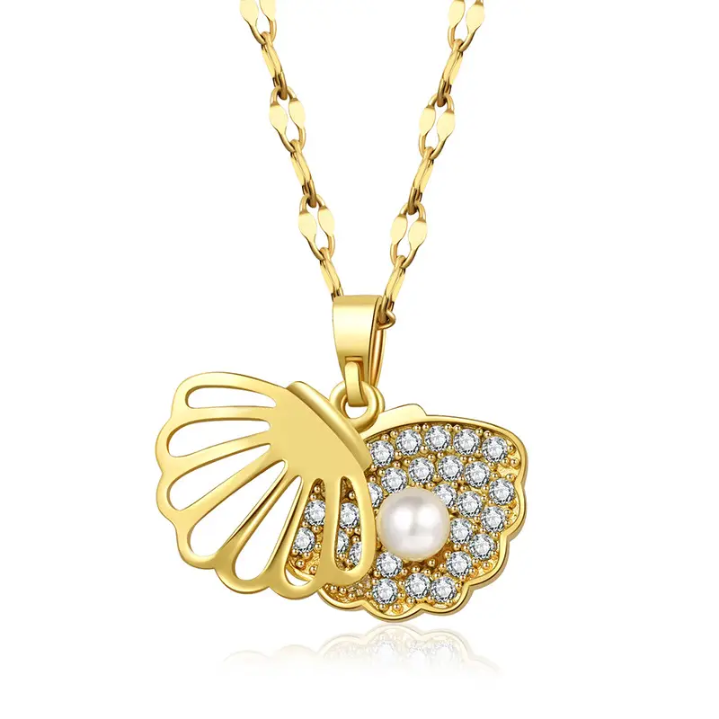 Silver Shell Pearl Open Close Necklace for Women - Image 7