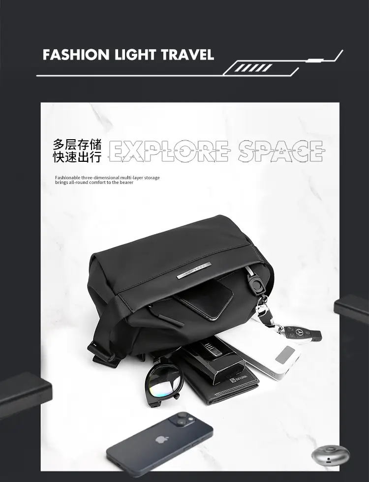 Black High-End Casual Chest Bag for Men — feature 19