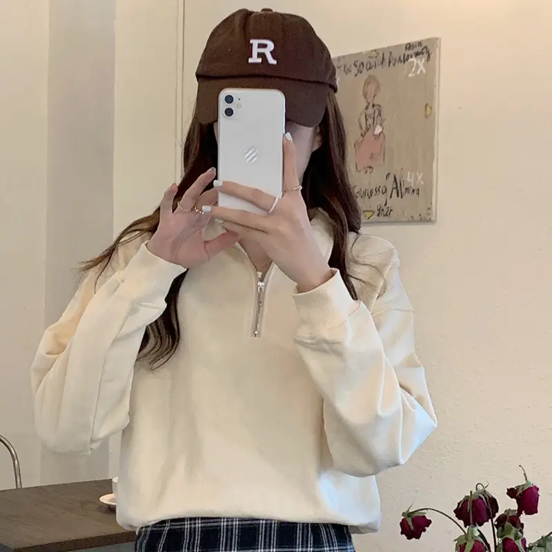 Women 2023 Light Blue Polo Sweatshirt Long Sleeve - Image 7