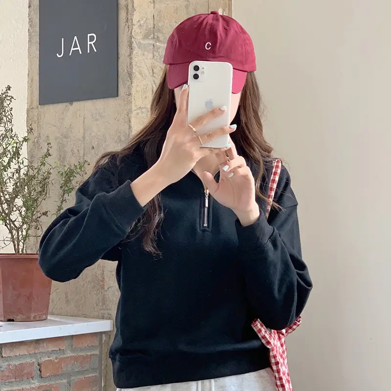 Women 2023 Light Blue Polo Sweatshirt Long Sleeve - Image 8